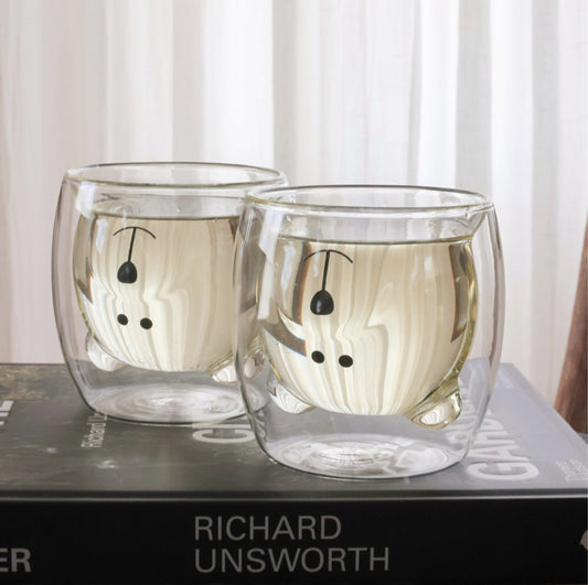 Teddy Double Wall Glass Cup (250 ml)