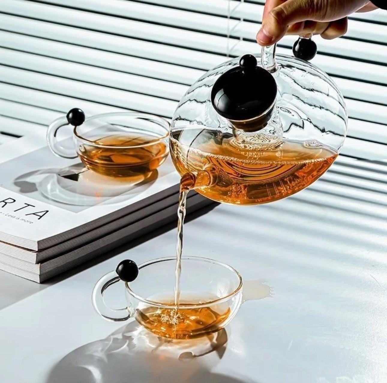 Grace Tea Set with Glass Infuser (700 ml) 1 Teapot + 2 Cups