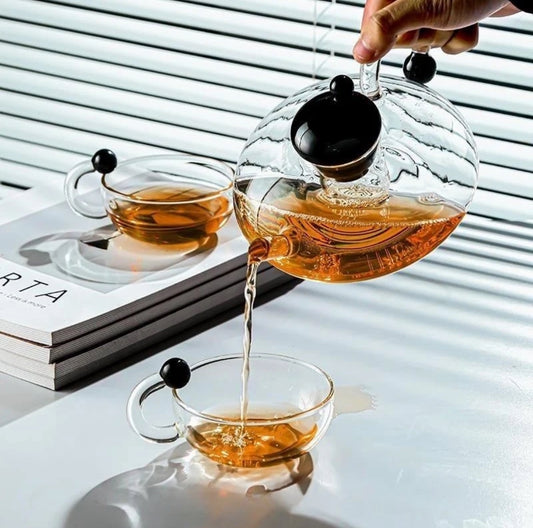Grace Tea Set with Glass Infuser (700 ml) 1 Teapot + 2 Cups