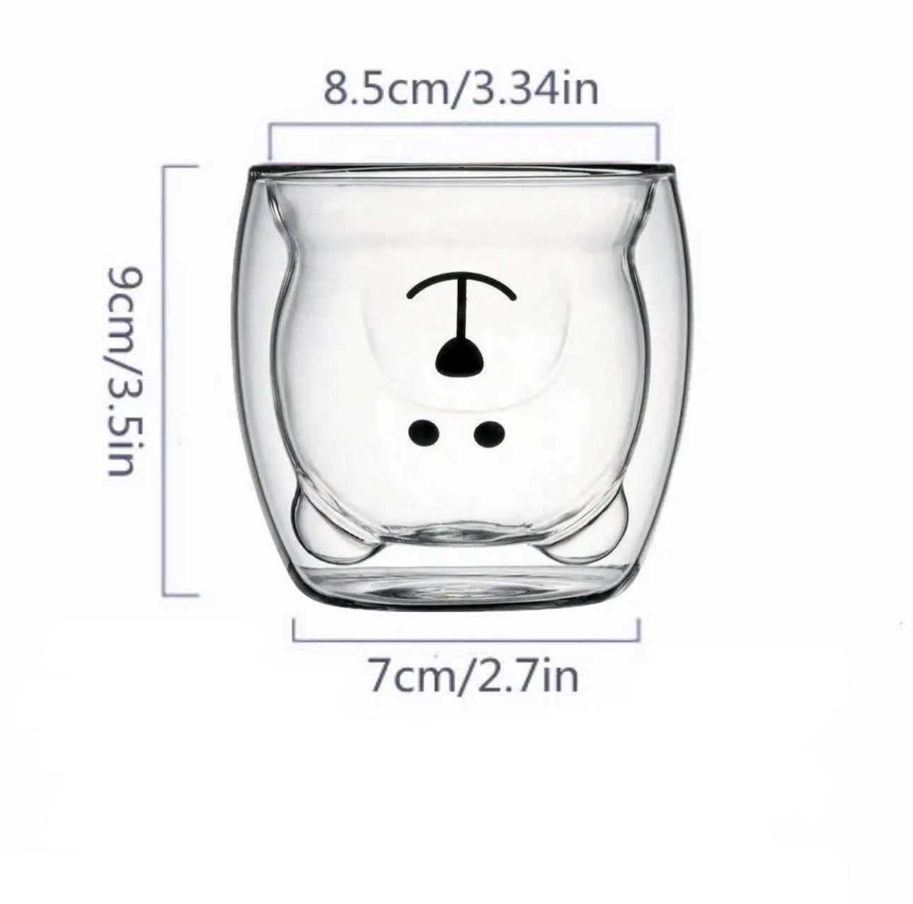 Teddy Double Wall Glass Cup (250 ml)